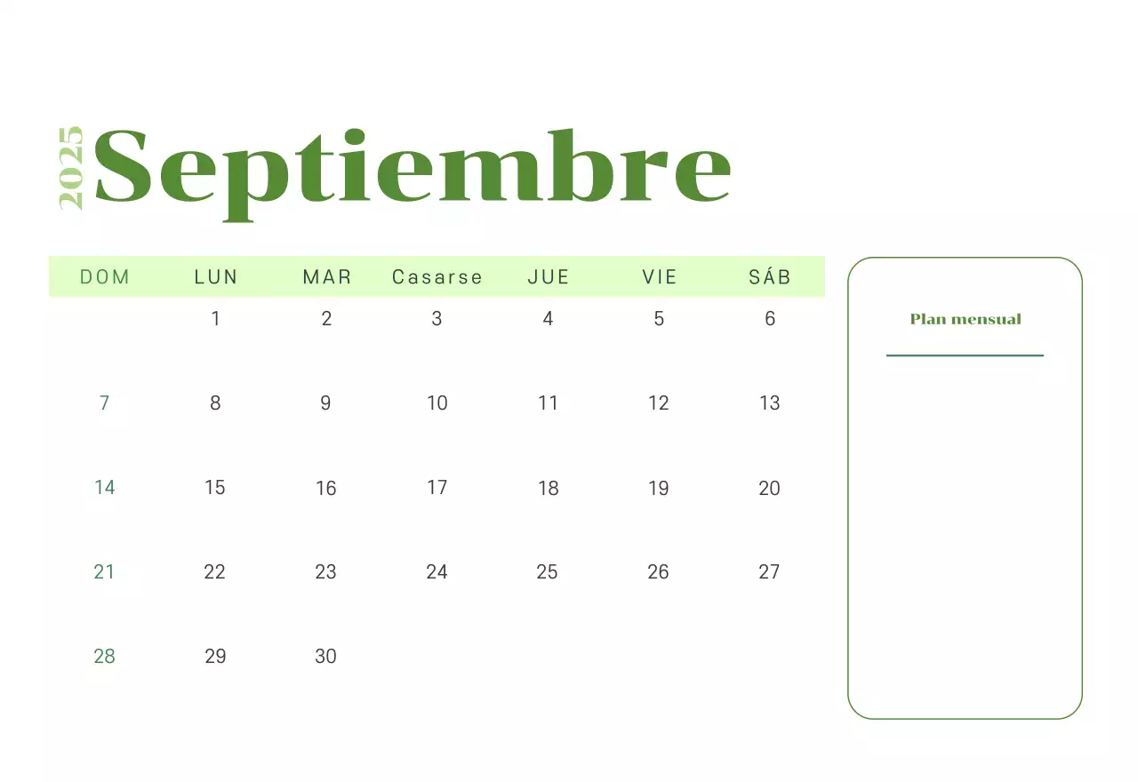 Calendario con ilustraciones juveniles sobre fondo amarillo verdoso