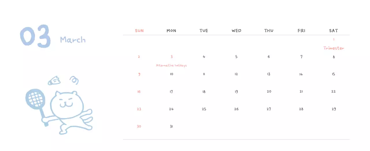 Ivory Cozy Daily Calendar