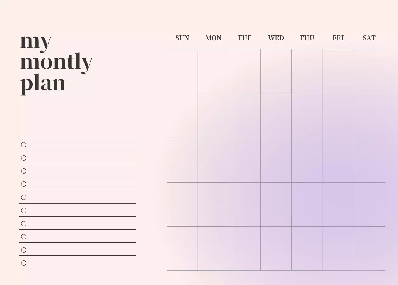 Gradient Minimalist Calendar