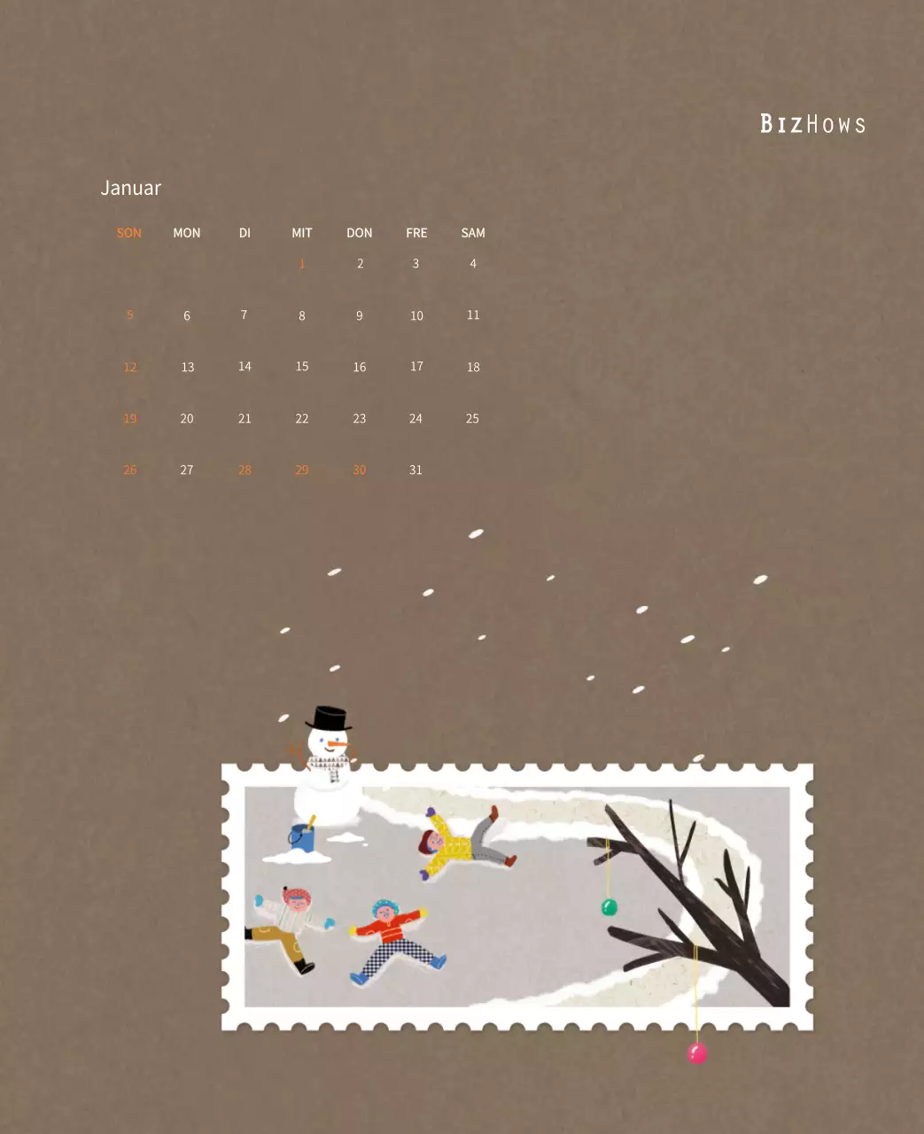 Stempelillustrationen mit einem warmen Konzept