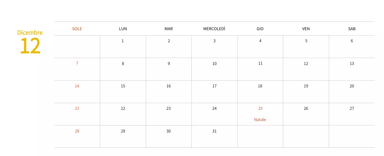 Calendario di Capodanno con una calda illustrazione