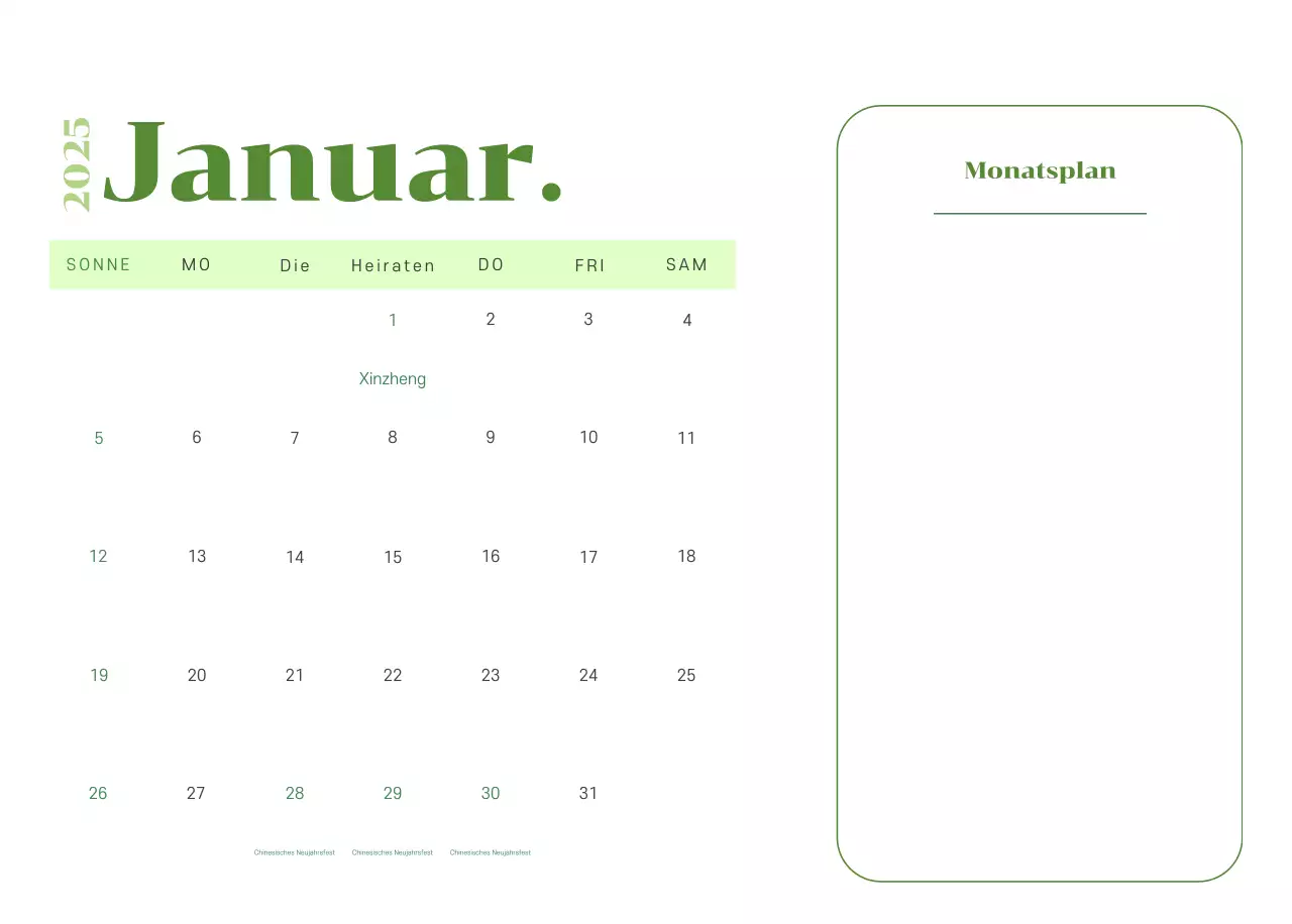 Kalender mit Jugendillustrationen auf gelb-grünem Hintergrund