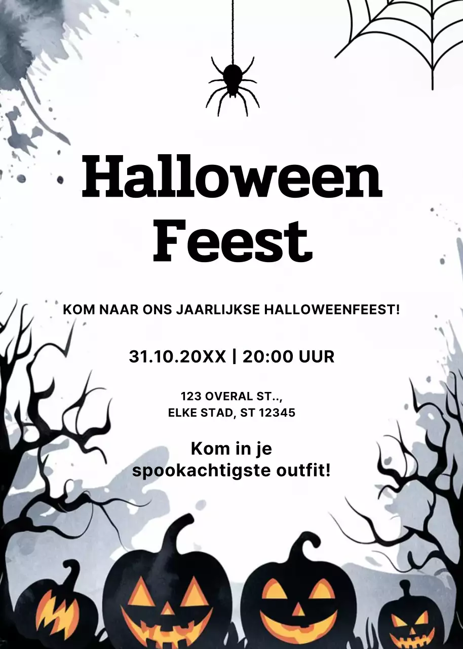 zwarte gothic Halloween uitnodiging