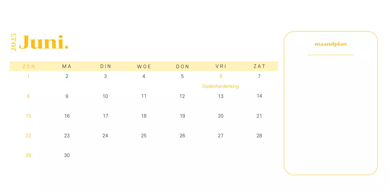 Kalender met jeugdillustraties op een geelgroene achtergrond
