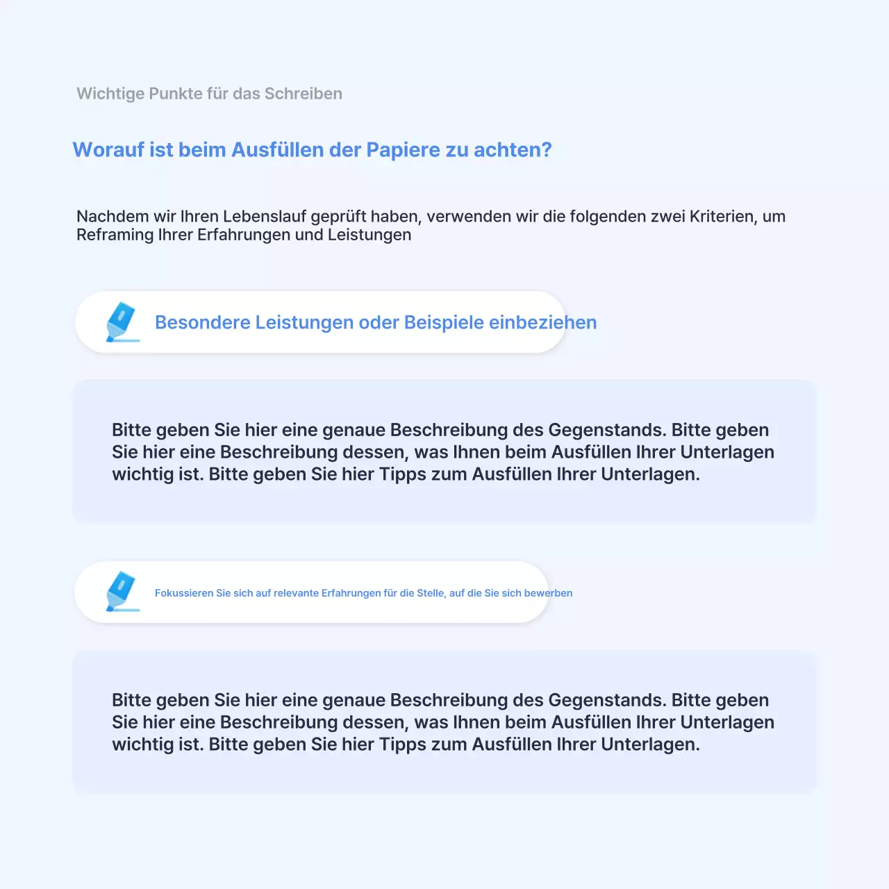 Hellblauer Leitfaden zur Vorbereitung auf ein Vorstellungsgespräch