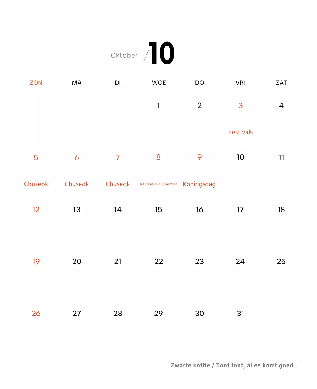 Eenvoudige bureaukalender met koffiefoto's voor cafés in witte tinten