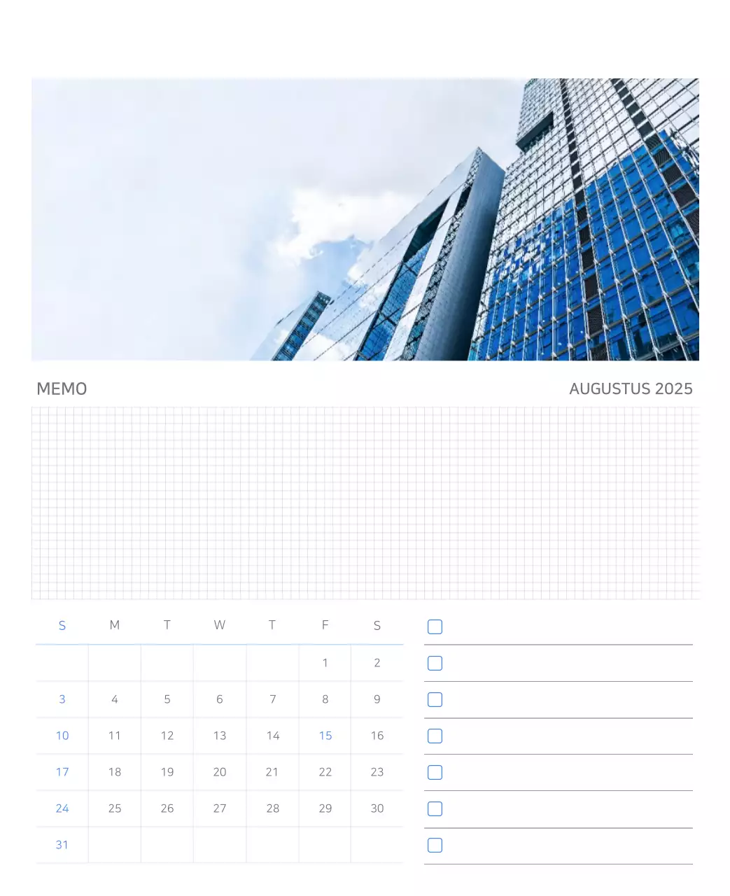 Blauwe Kalender Modern