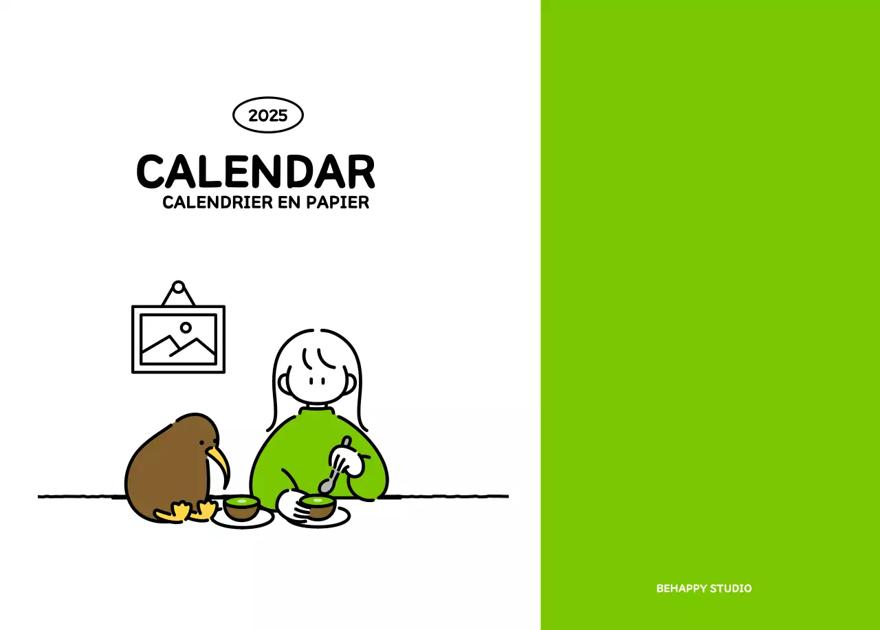 Calendrier illustré avec un joli style de lignes