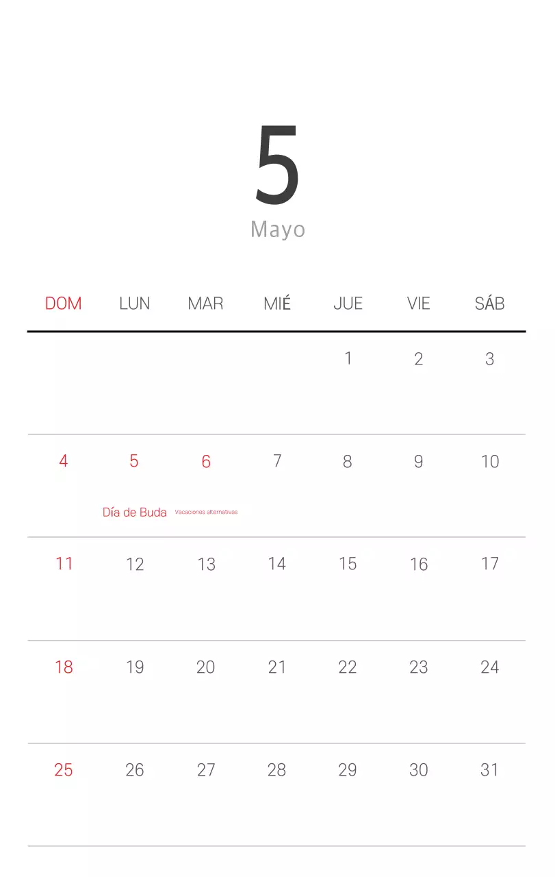 Calendario blanco de naturaleza botánica limpia