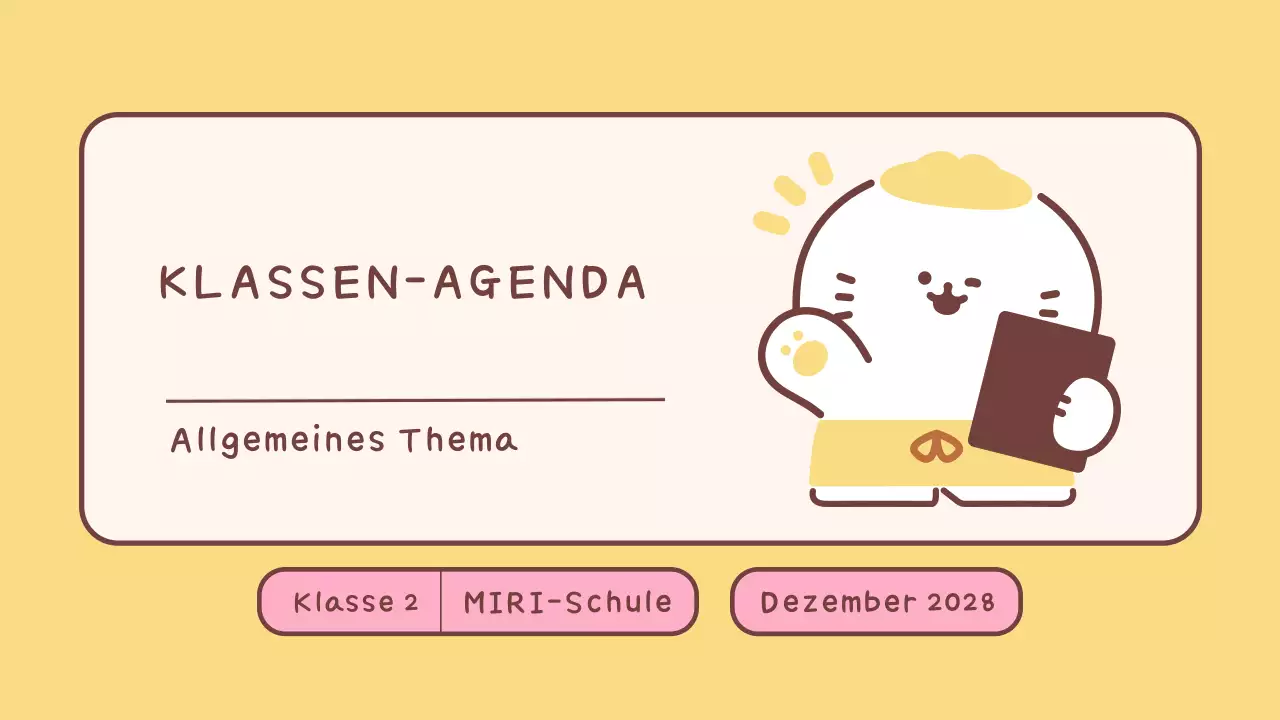 Einfache gelbe Klassenagenda für die Schule