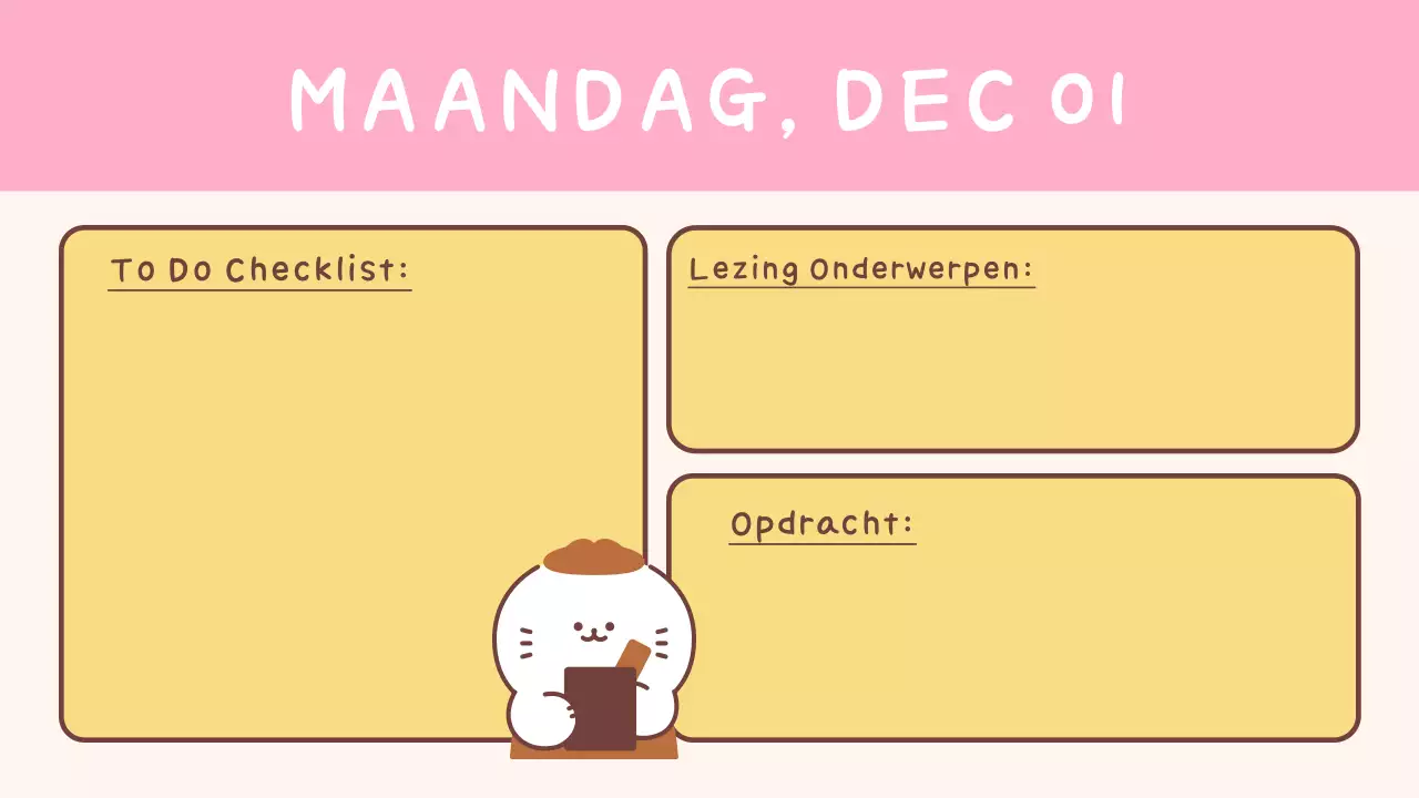 Eenvoudige gele klassenagenda voor school