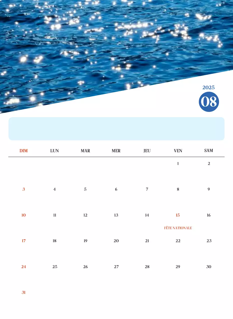 Calendrier hospitalier moderne bleu