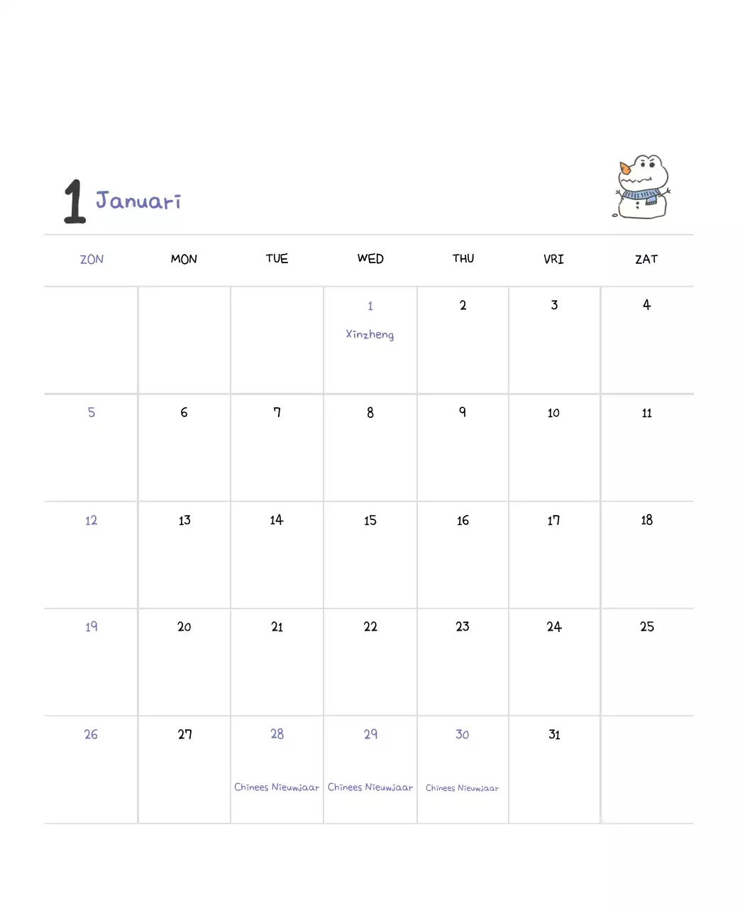 Een kalender met een schattig Ago-illustratieconcept