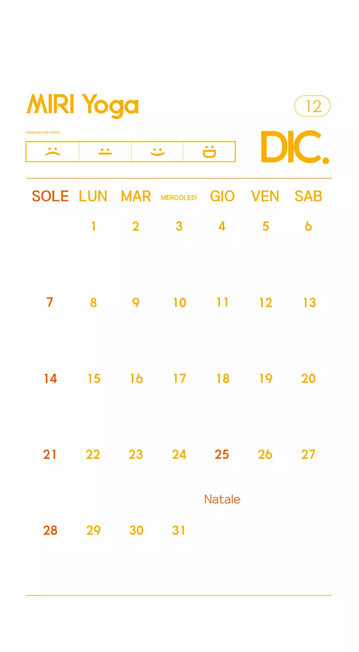 Calendario promozionale arancione dello yoga minimalista