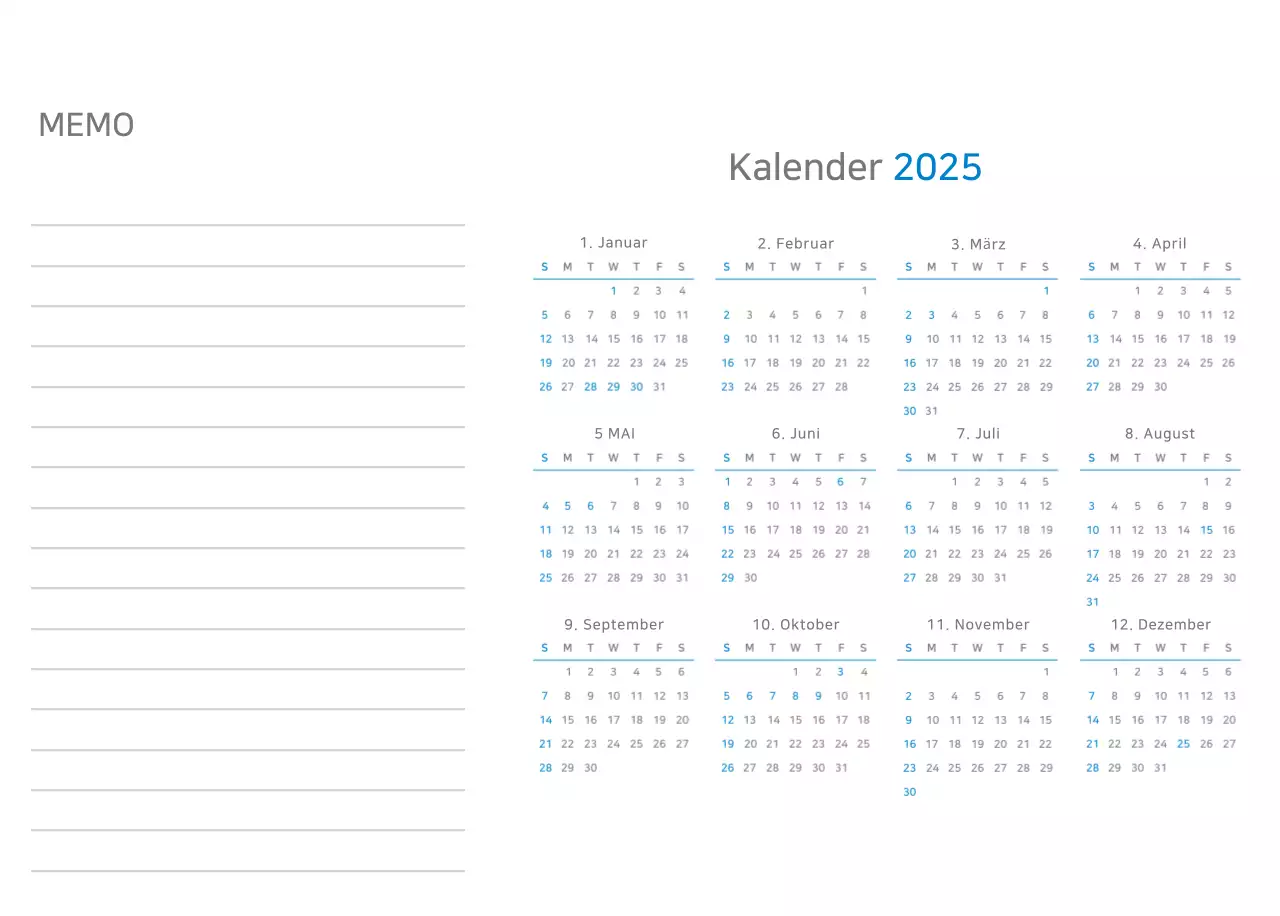Blauer Minimalistischer Kalender Corporate Promotions