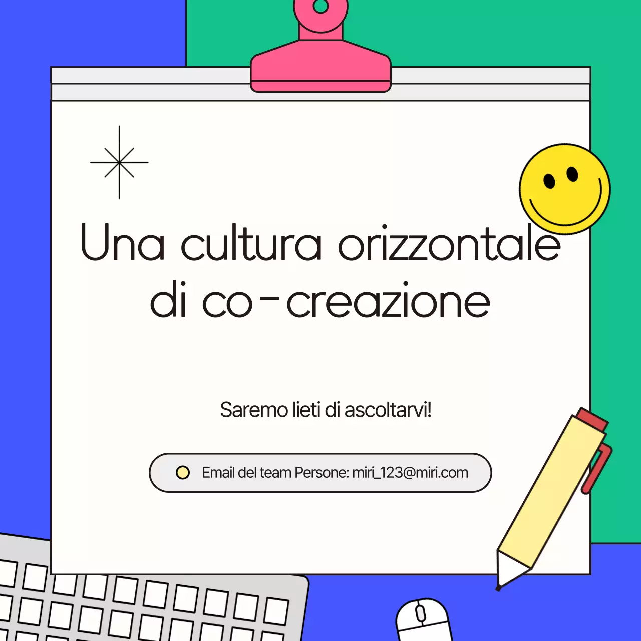 Una guida commerciale blu e kitsch