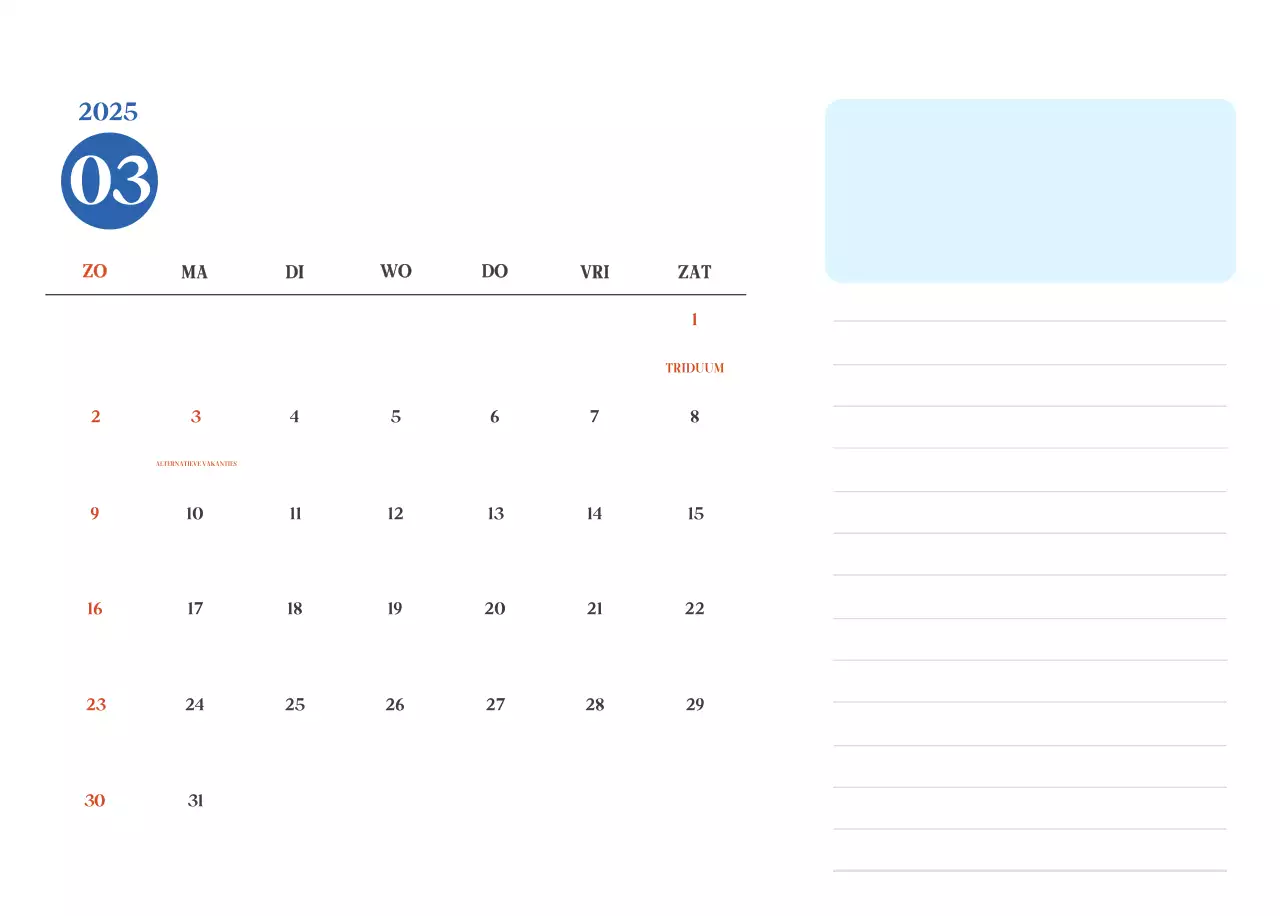 Blauwe moderne ziekenhuiskalender