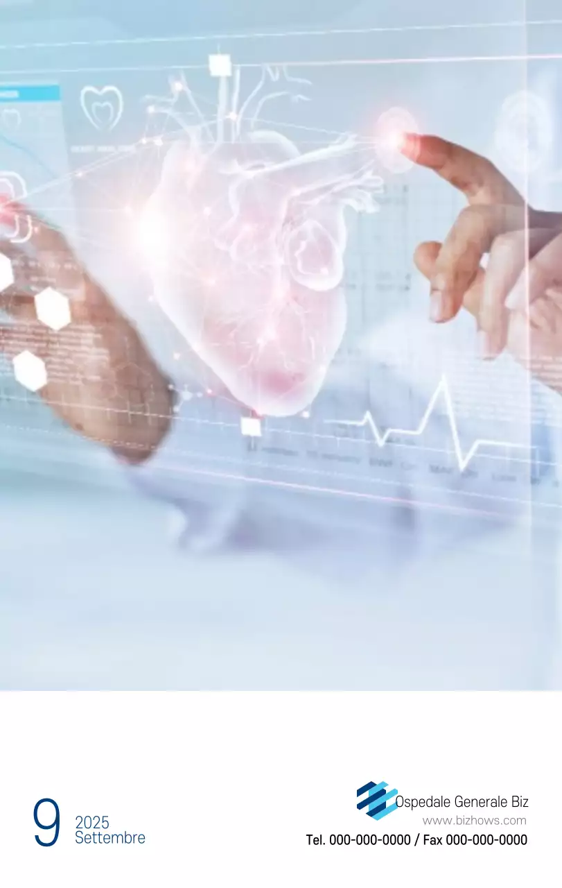 Calendario promozionale dell'ospedale semplice, bianco e blu