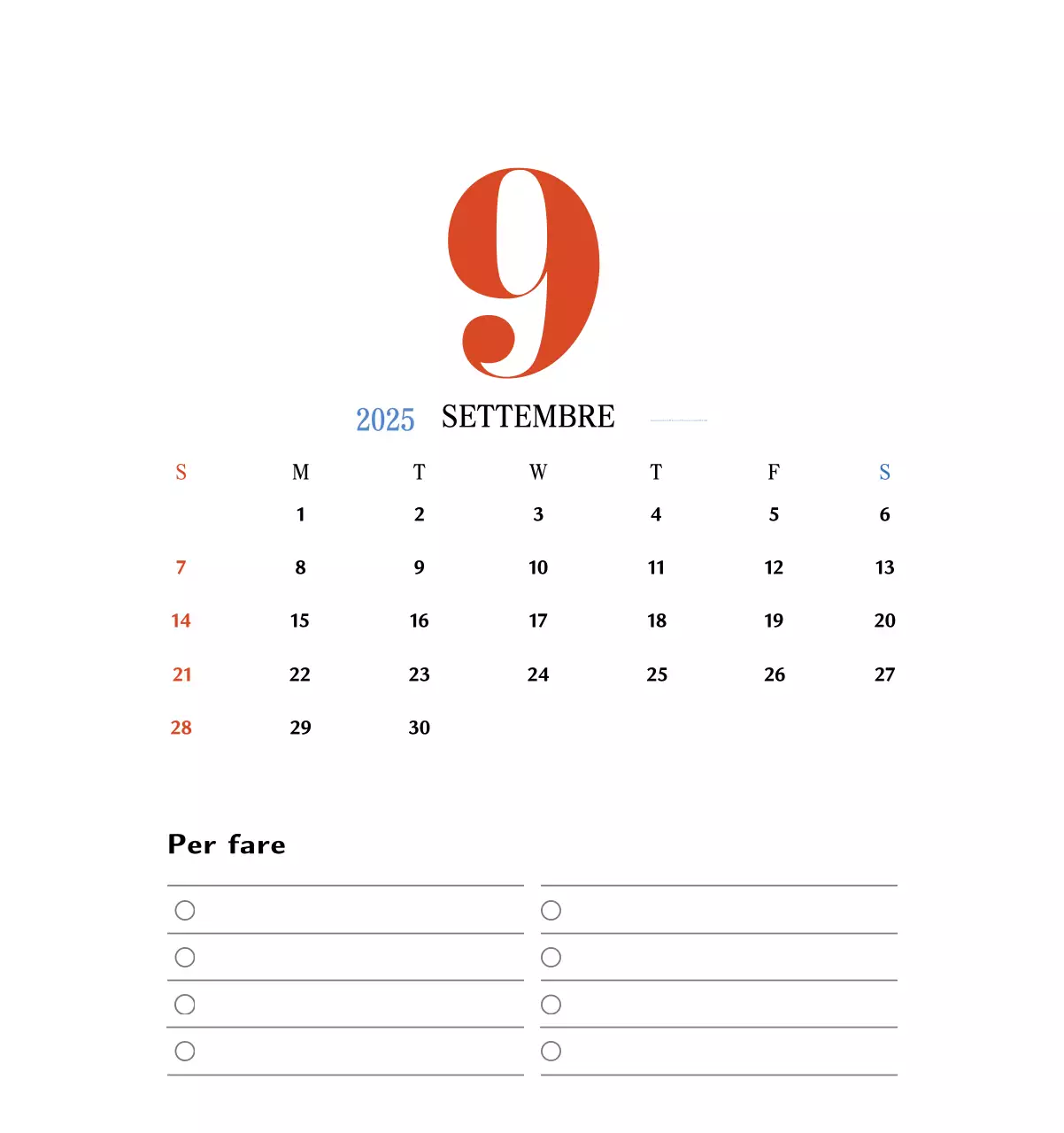 Calendario della memoria di concezione retrò in rosso