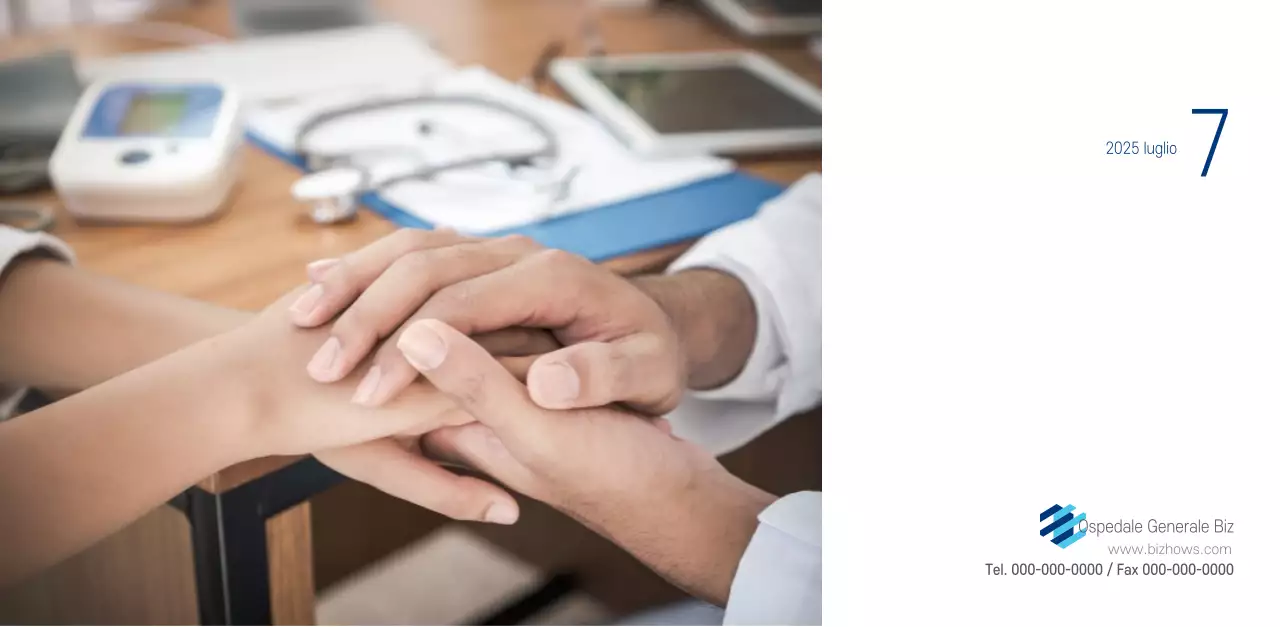 Calendario promozionale dell'ospedale semplice, bianco e blu