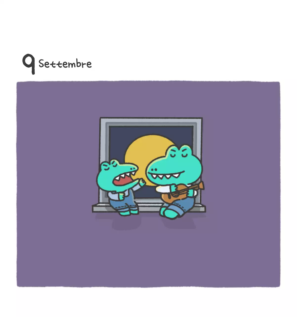 Un calendario con un simpatico concetto di illustrazione di Ago