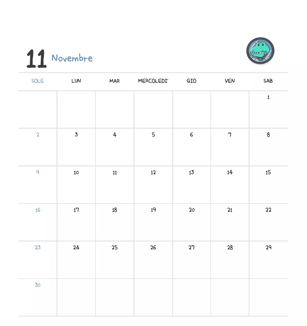 Un calendario con un simpatico concetto di illustrazione di Ago