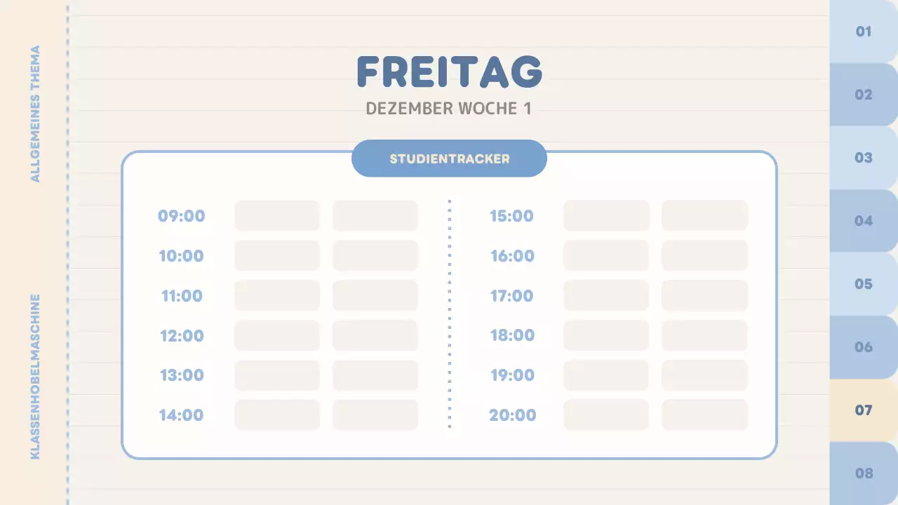 blauer einfarbiger Klassenplaner