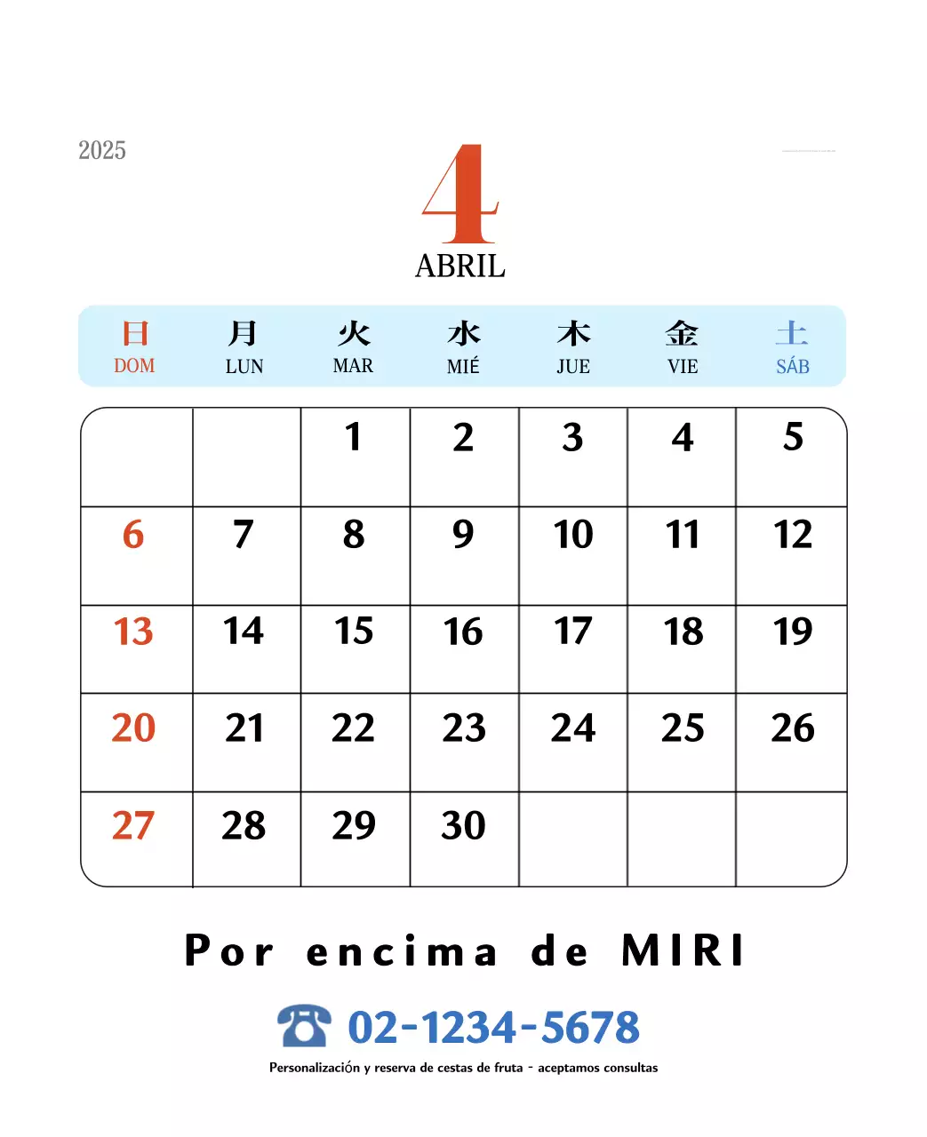 Calendario retro concept memory en rojo