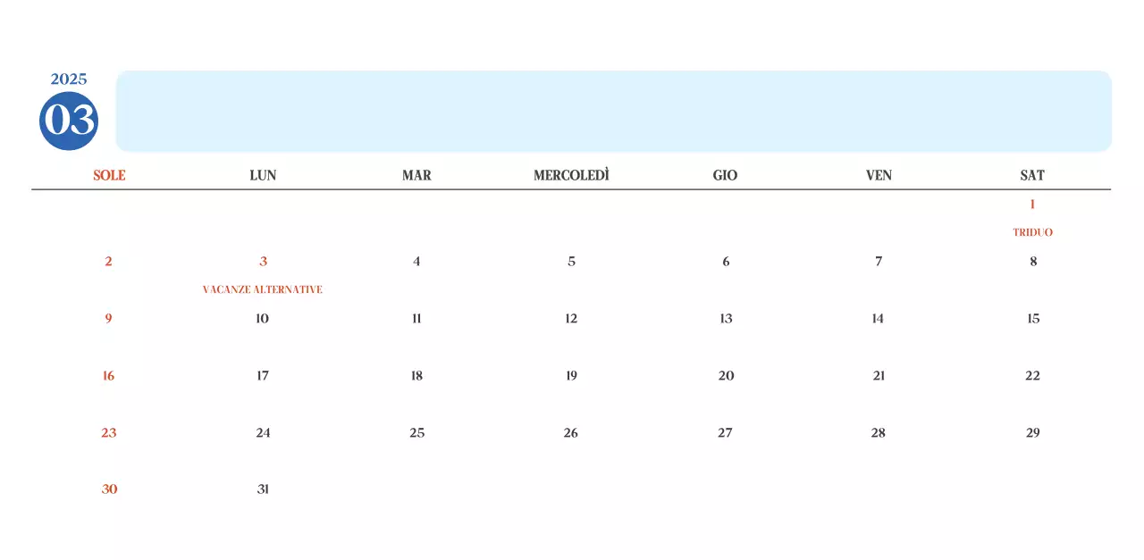 Calendario ospedaliero moderno blu
