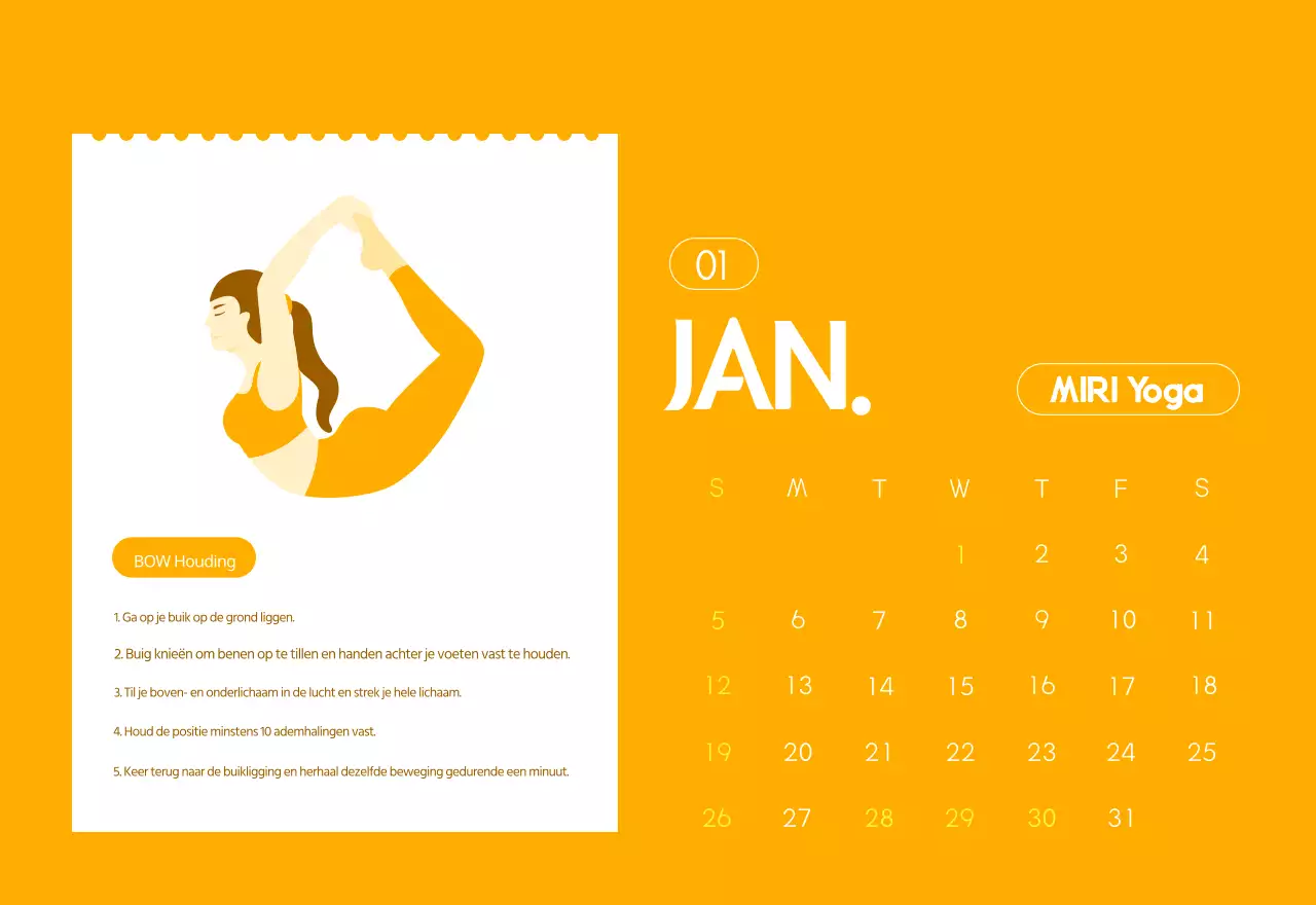 Oranje Minimalistische Yoga Promotiekalender