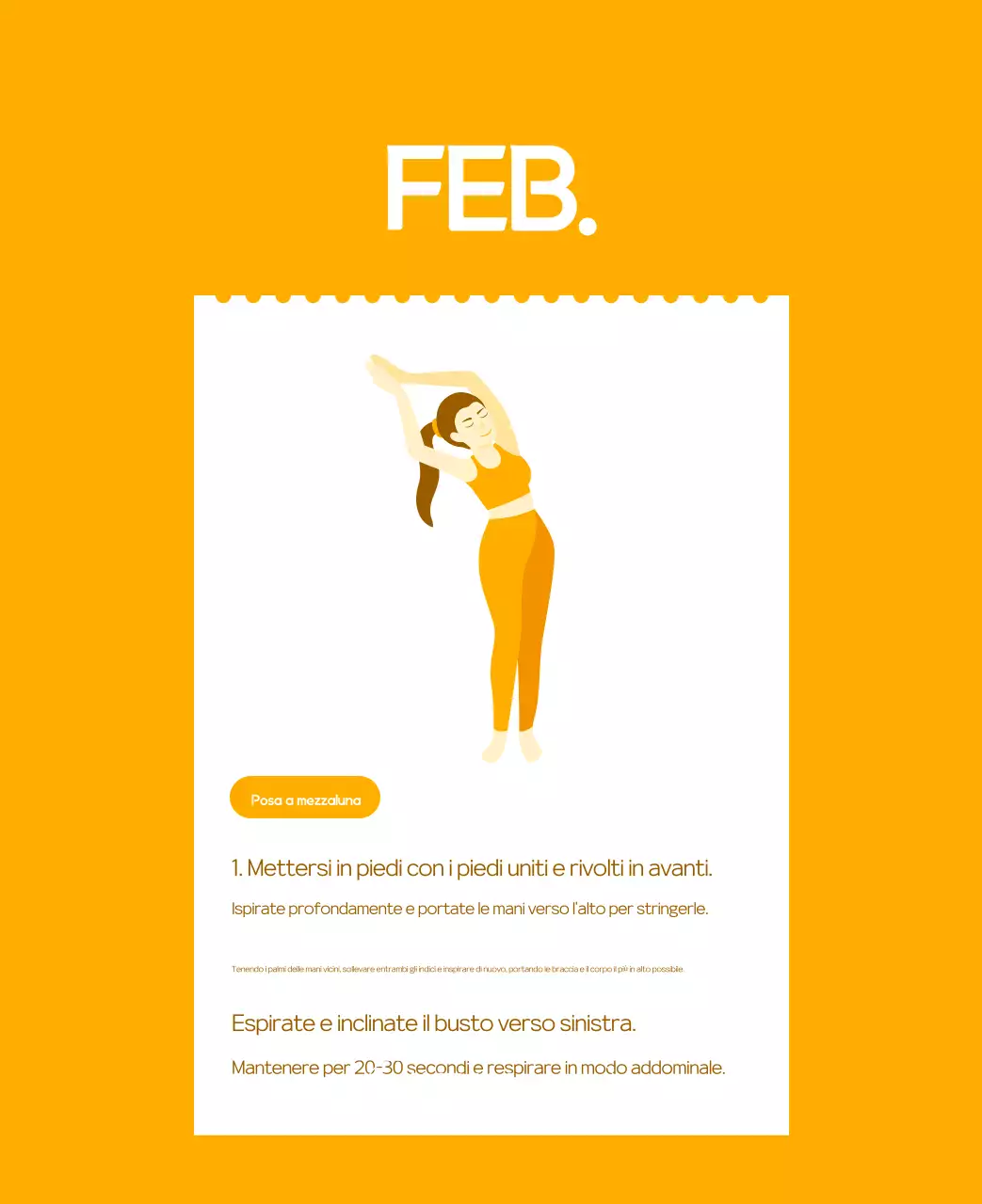 Calendario promozionale arancione dello yoga minimalista