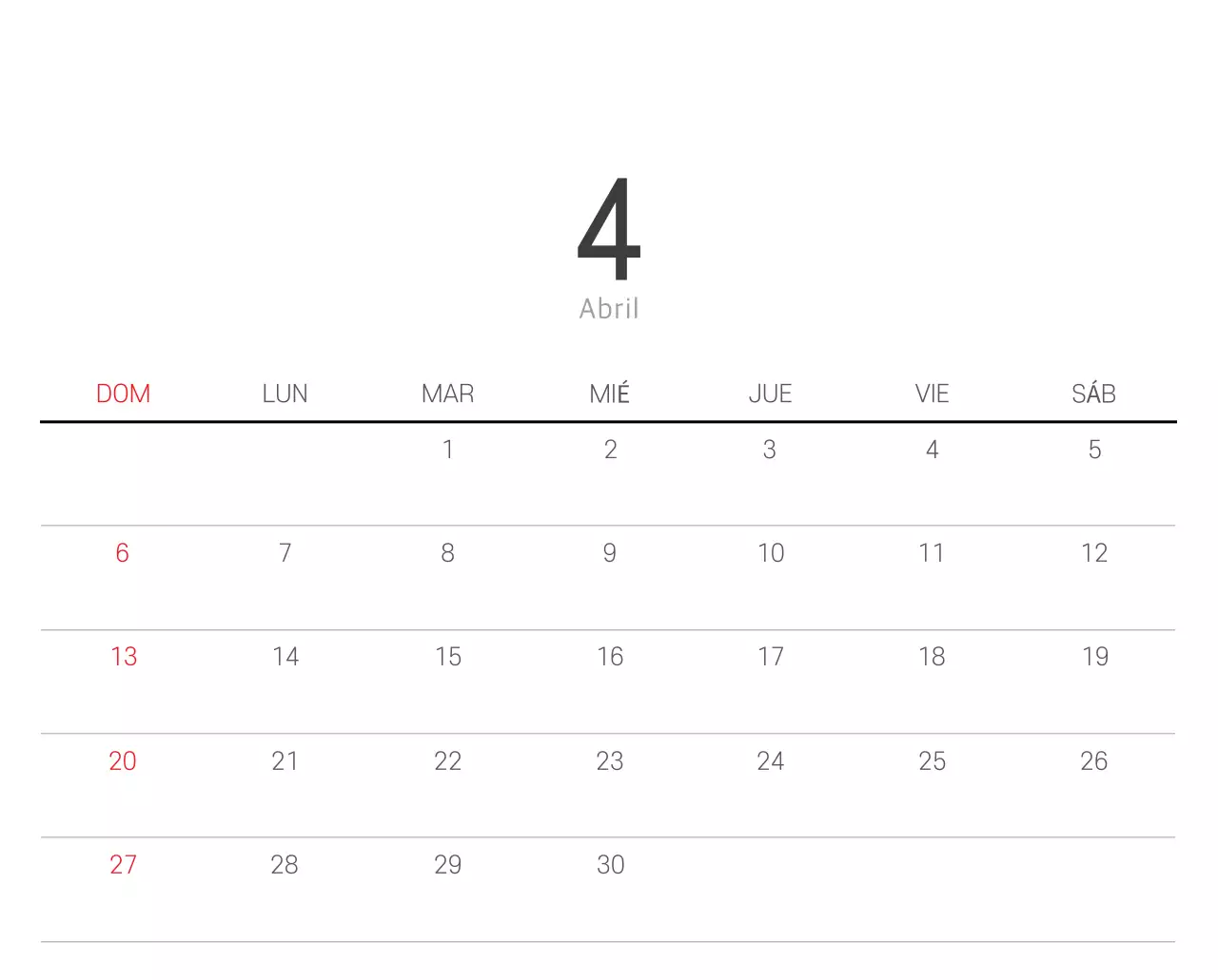 Calendario blanco de naturaleza botánica limpia