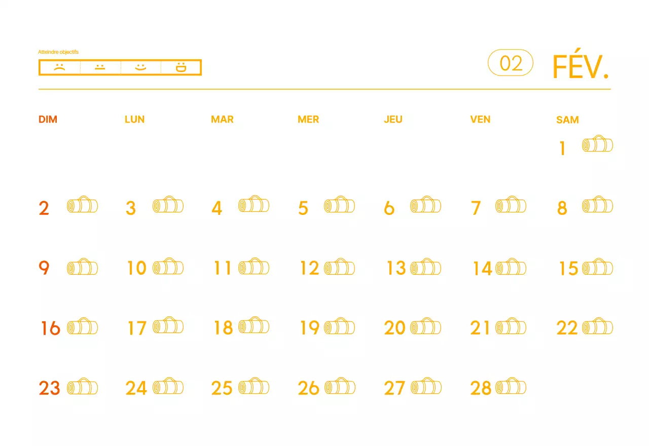 Calendrier promotionnel de yoga minimaliste orange