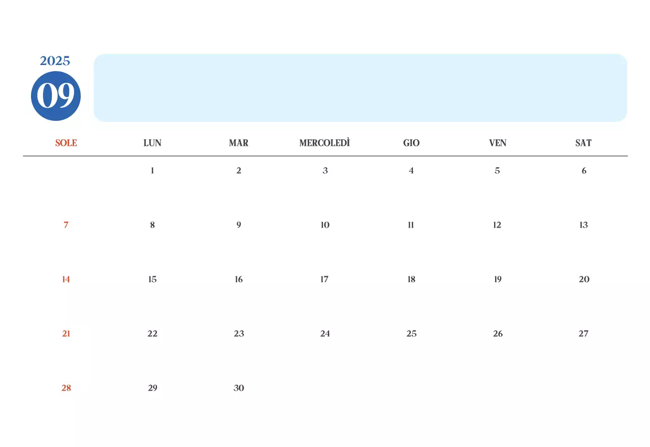 Calendario ospedaliero moderno blu