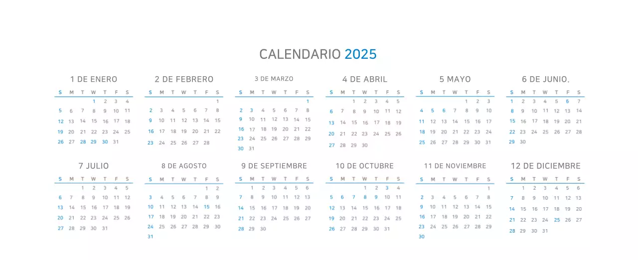 Calendario moderno azul Promociones de empresa