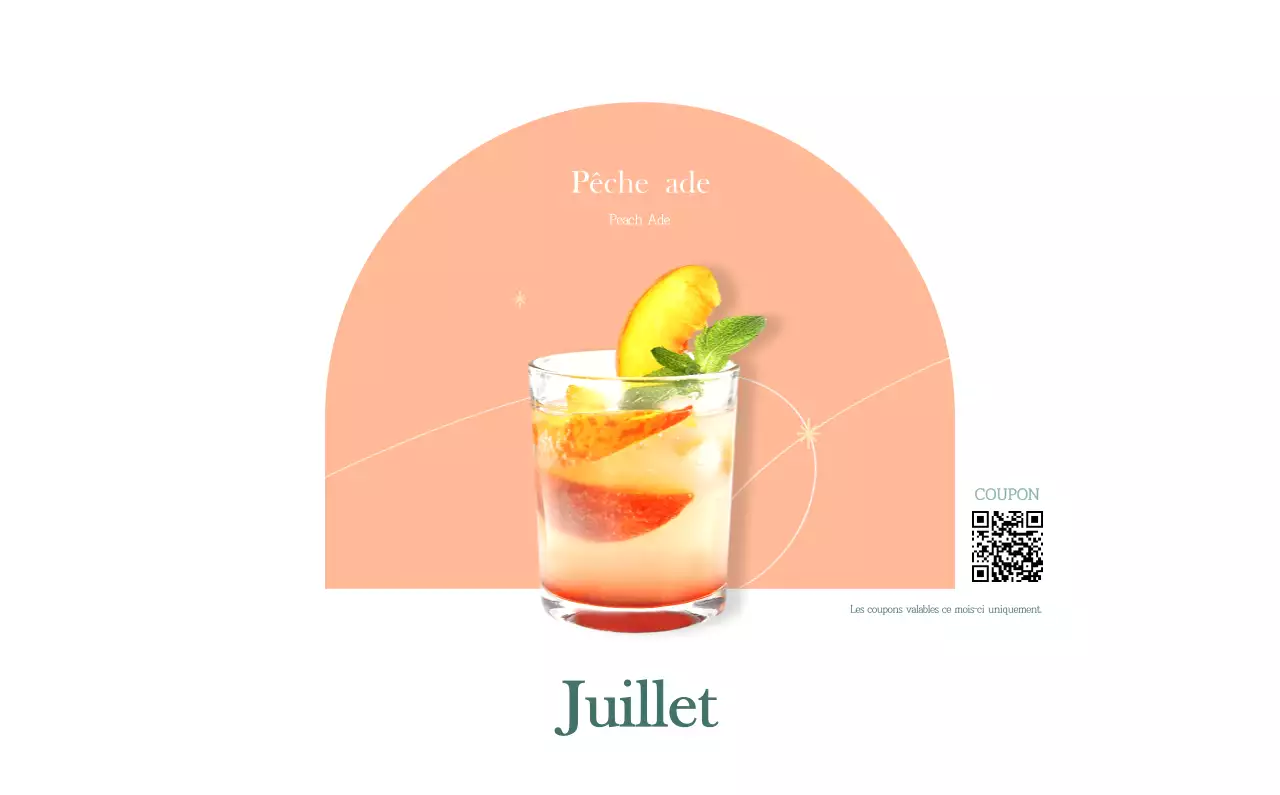 Un calendrier moderne pour les cafés avec des recommandations sur la boisson du mois.