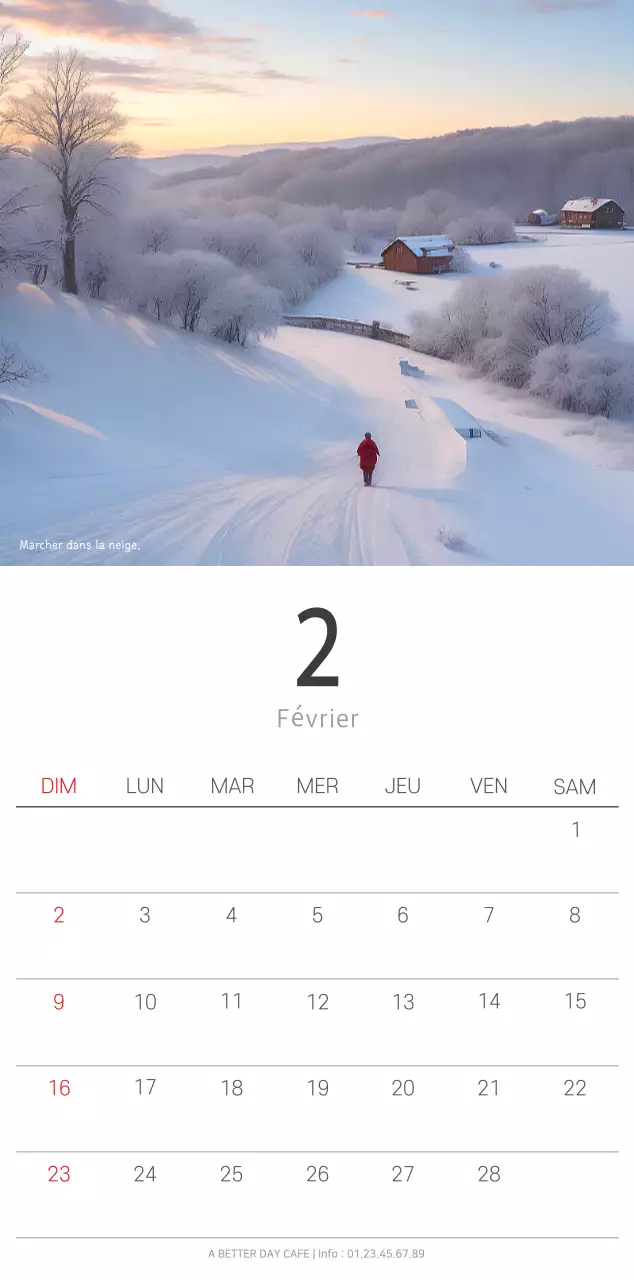 Calendrier botanique blanc et propre