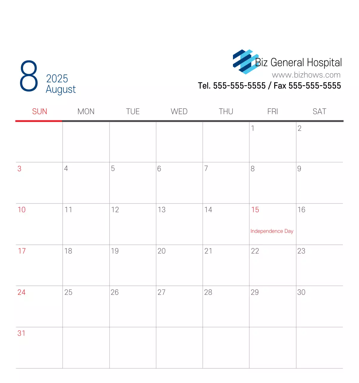 Kalender Promosi Rumah Sakit Sederhana Putih Angkatan Laut