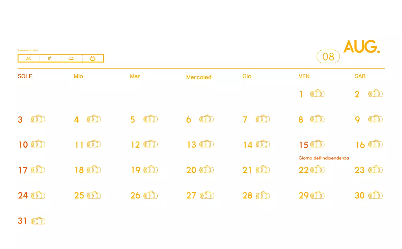 Calendario promozionale arancione dello yoga minimalista