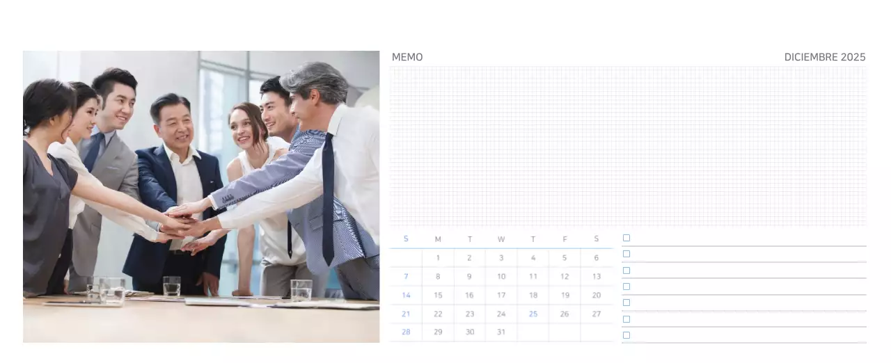 Calendario moderno azul Promociones de empresa