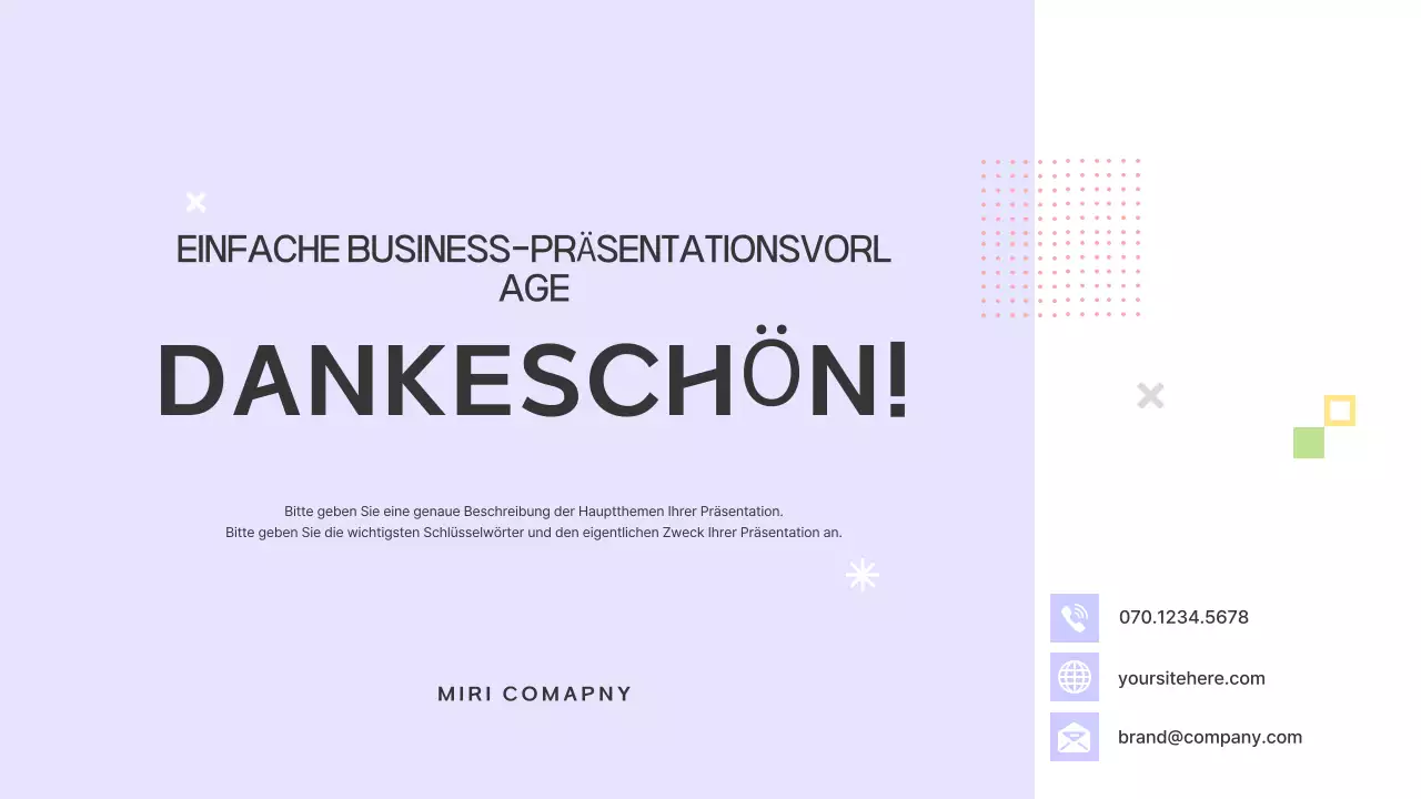 Prospekt mit einfachen Formen in Lila und Grau