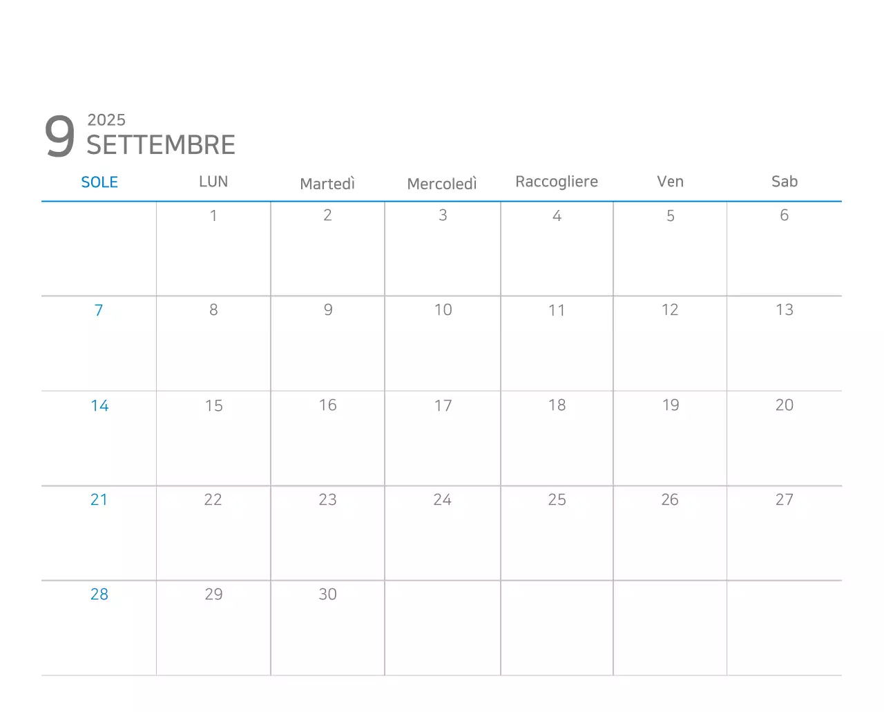 Calendario moderno blu Calendario moderno blu