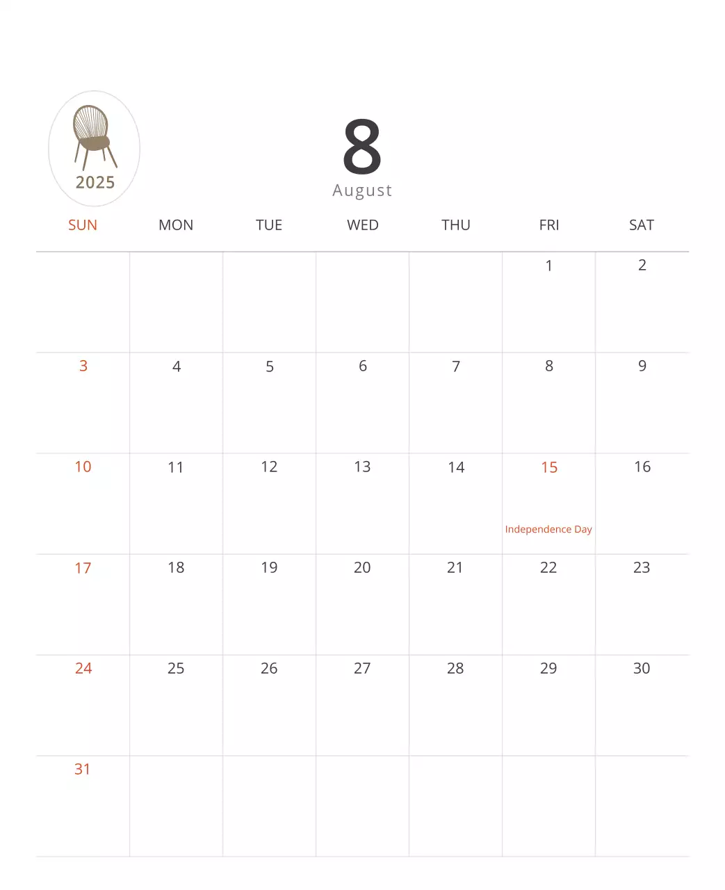 Kalender interior minimalis berwarna krem