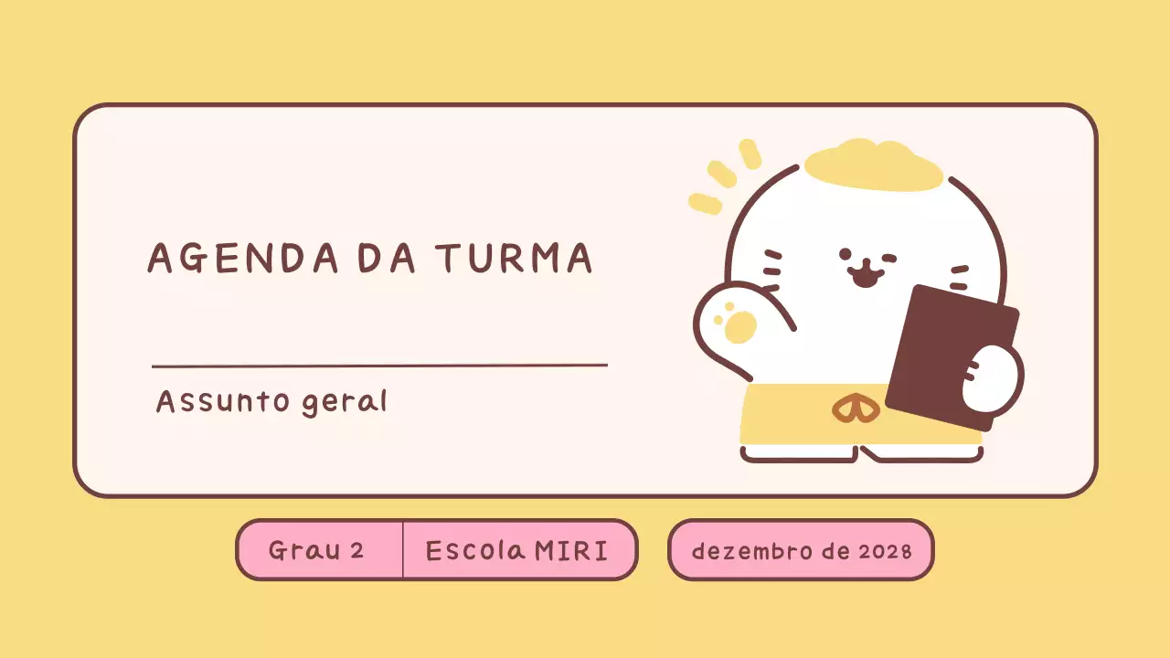 Agenda da turma amarela simples para a escola