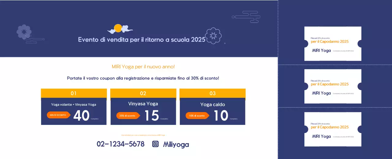 Calendario promozionale arancione dello yoga minimalista