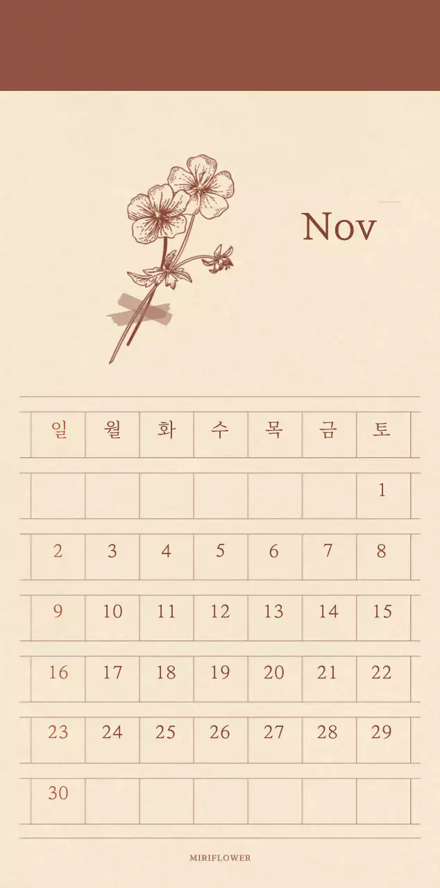 A sentimental florist concept calendar in light brown and brown wax paper