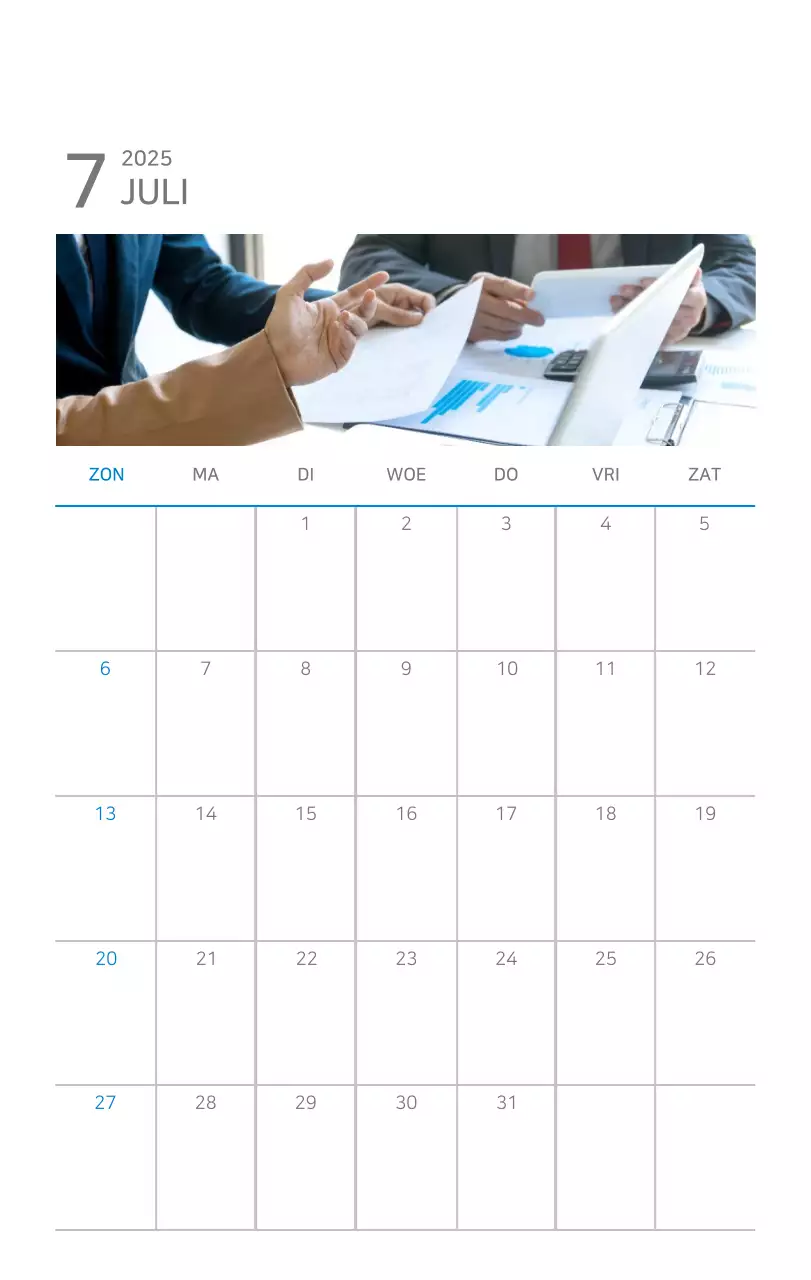Blauwe moderne kalender bedrijfspromoties