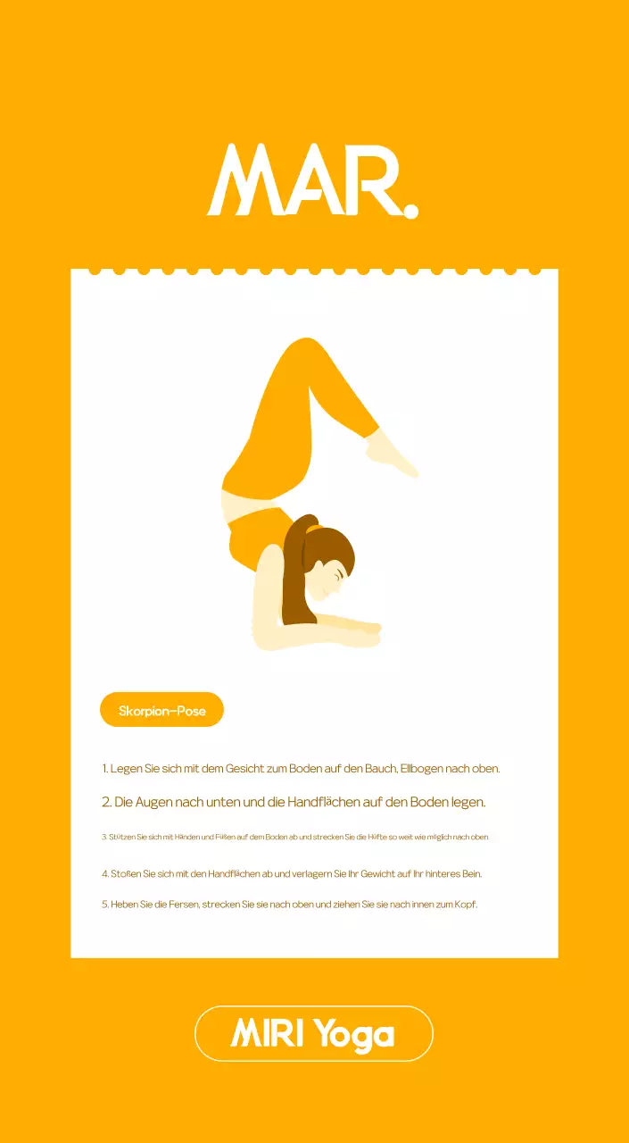 Orange Minimalistischer Yoga-Aktionskalender