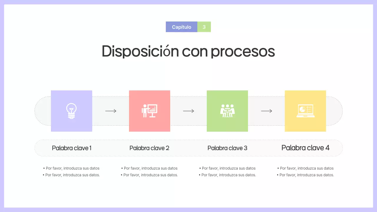 Prospecto con formas sencillas en morado y gris