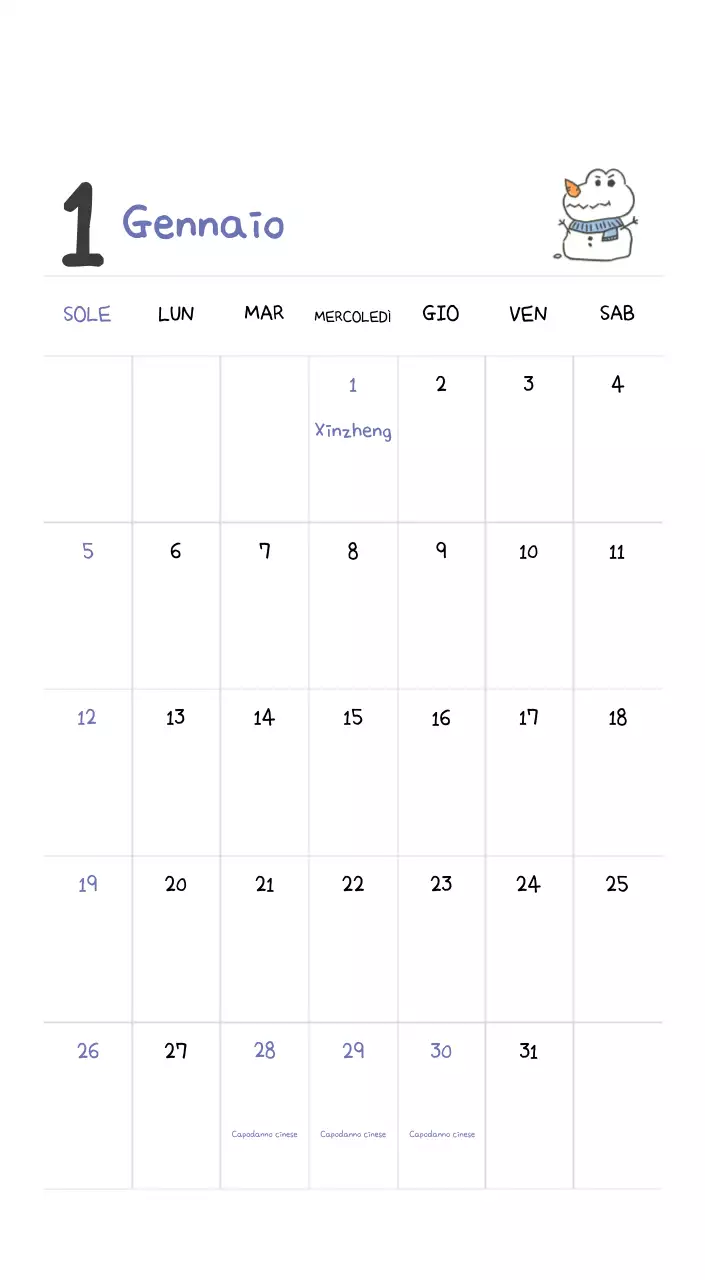 Un calendario con un simpatico concetto di illustrazione di Ago